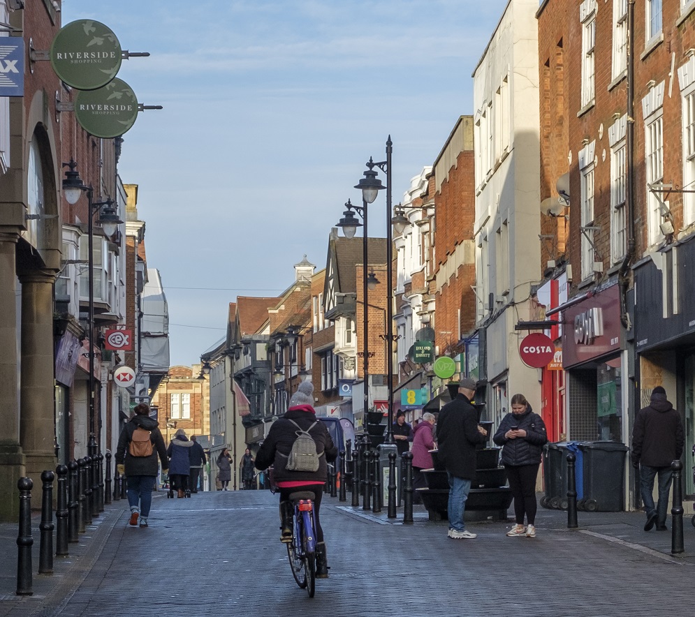 People walking along Bridge Street, Evesham